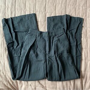 Aerie Linen Blend High Waisted Wide Leg Trousers